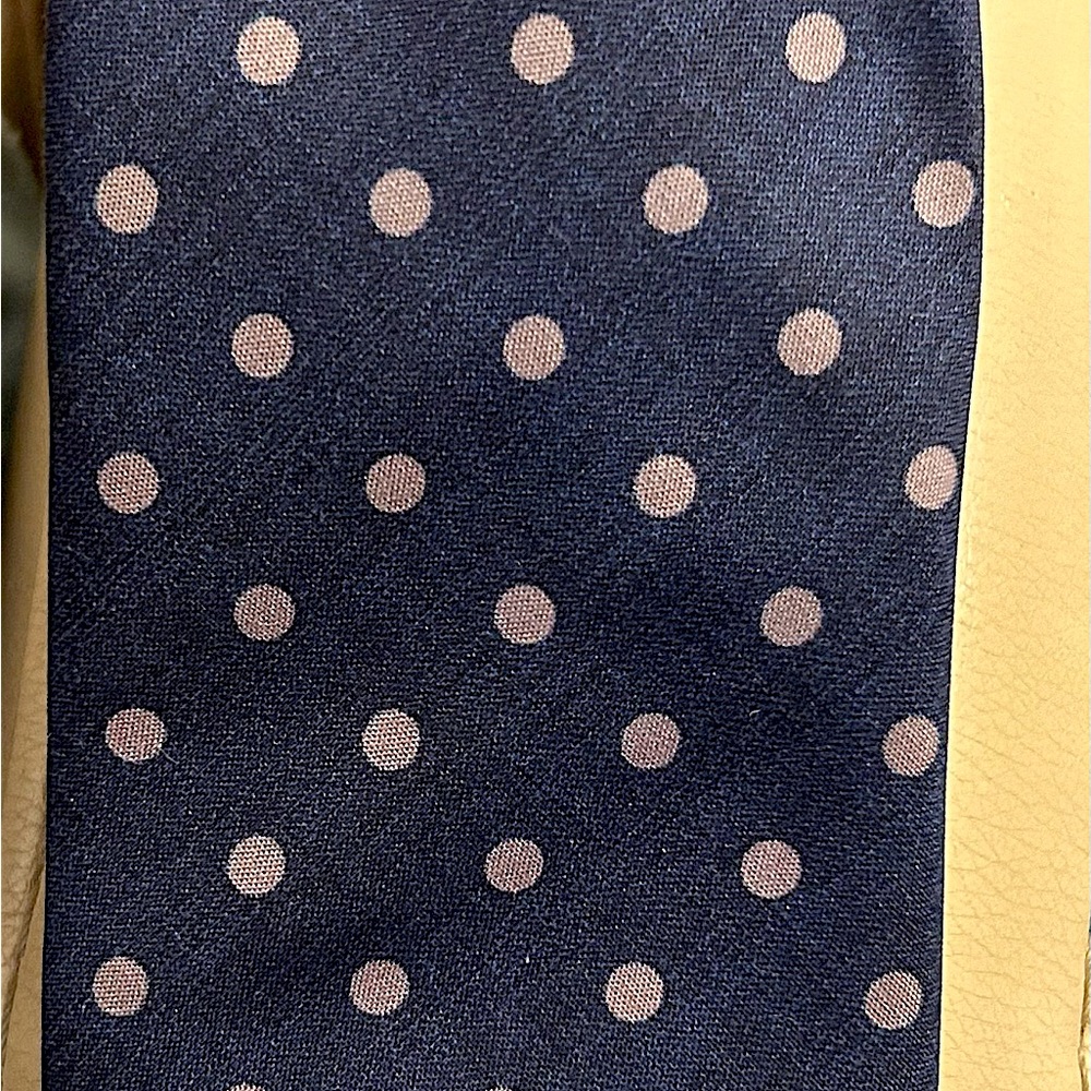 Blue and grey polka dot tie. 3” width at bottom. - Picture 2 of 3